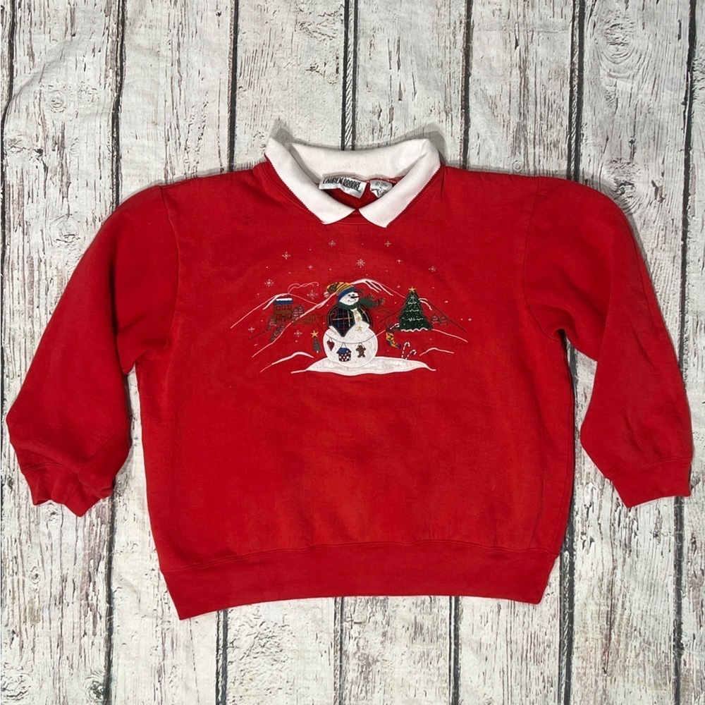 Vintage Snowman Ugly Christmas Sweater Womens Sweatshirt 1990s Pullover Jumper